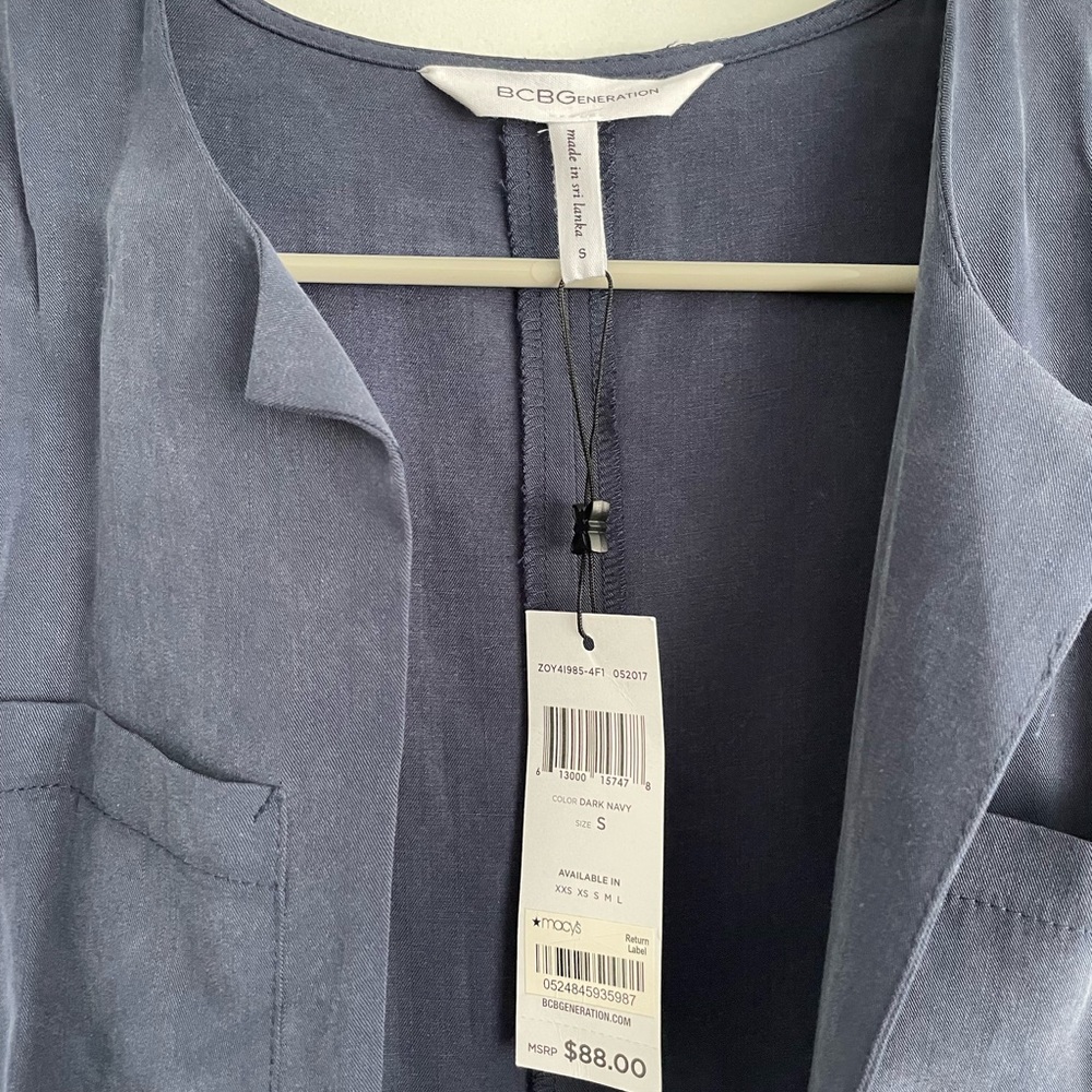 NWT! BCBGeneration Long Vest Navy. Size S